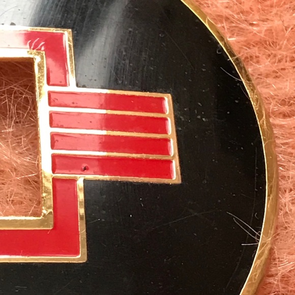 1980 Black Red Gold Geometric Brooch Pin Studio 54 - Picture 2 of 8